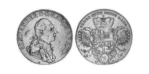 1 Thaler Principality of Ansbach (1398–1792) 銀 Charles Alexander, Margrave of Brandenburg-Ansbach (1736 – 1806)
