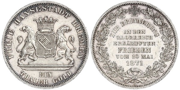 1 Thaler 不來梅州 銀 