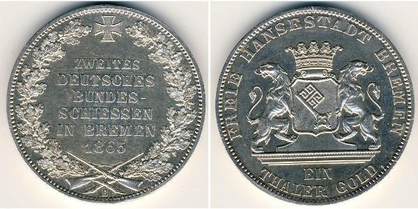 1 Thaler 不來梅州 / 联邦州 (德国) 銀 