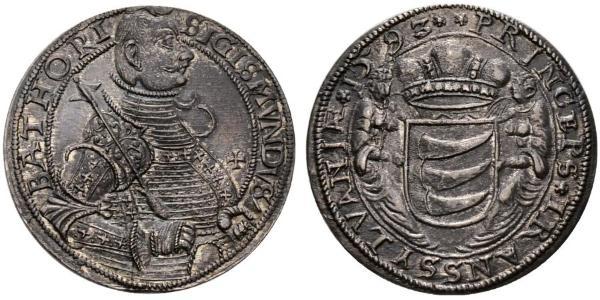 1 Thaler 外西凡尼亞公國 (鄂圖曼帝國) (1570 - 1711) 銀 Sigismund Báthory,  prince of Transylvania (1572 -1613)