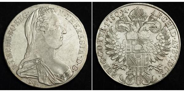 1 Thaler 奥地利历史 (1156 - 1806) / 哈布斯堡君主國 銀 玛丽亚·特蕾西亚 (1717 - 1780)