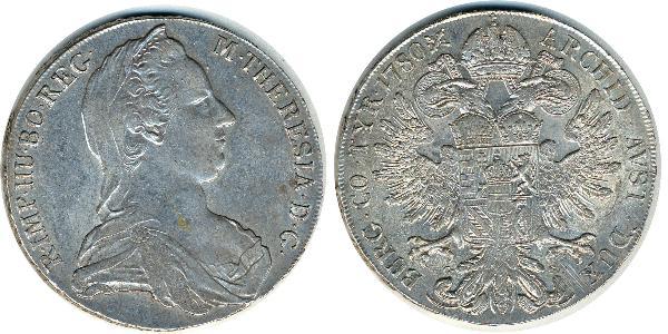 1 Thaler 奥地利历史 (1156 - 1806) / 哈布斯堡君主國 銀 玛丽亚·特蕾西亚 (1717 - 1780)