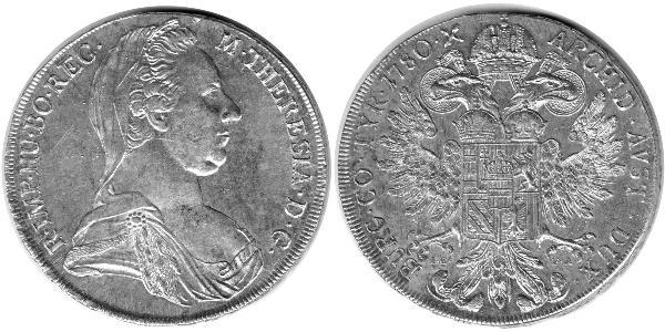 1 Thaler 奥地利历史 (1156 - 1806) / 哈布斯堡君主國 銀 玛丽亚·特蕾西亚 (1717 - 1780)