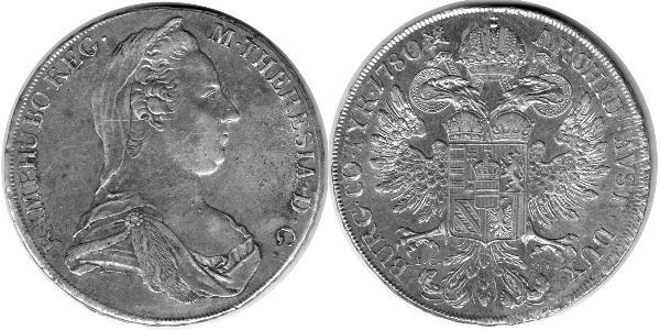 1 Thaler 奥地利历史 (1156 - 1806) / 哈布斯堡君主國 銀 玛丽亚·特蕾西亚 (1717 - 1780)