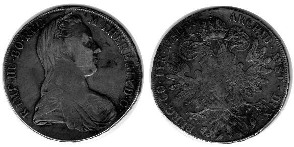 1 Thaler 奥地利历史 (1156 - 1806) / 哈布斯堡君主國 銀 玛丽亚·特蕾西亚 (1717 - 1780)