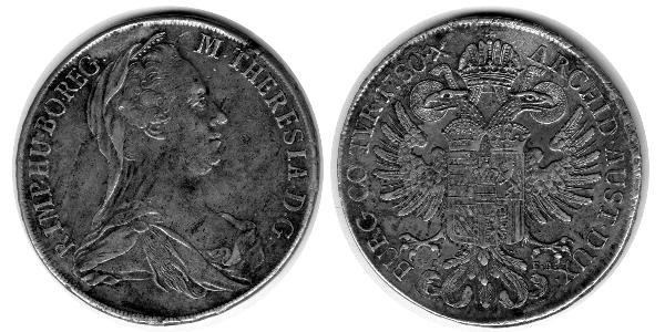 1 Thaler 奥地利历史 (1156 - 1806) / 哈布斯堡君主國 銀 玛丽亚·特蕾西亚 (1717 - 1780)