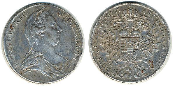 1 Thaler 奥地利历史 (1156 - 1806) / 哈布斯堡君主國 銀 玛丽亚·特蕾西亚 (1717 - 1780)