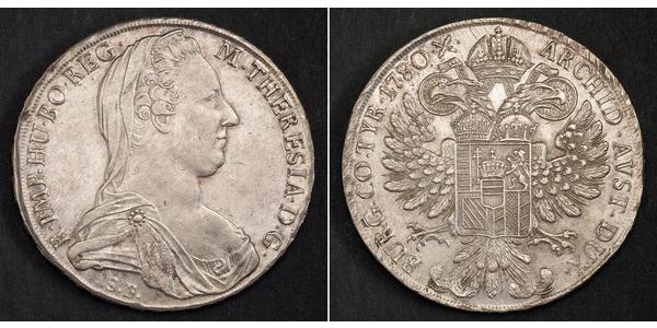 1 Thaler 奥地利历史 (1156 - 1806) / 哈布斯堡君主國 銀 玛丽亚·特蕾西亚 (1717 - 1780)