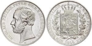 1 Thaler 奥尔登堡大公国 (1814 - 1918) 銀 彼得二世 (奥尔登堡) (1827 - 1900)