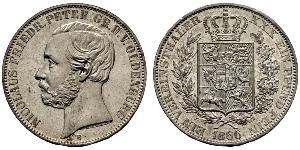 1 Thaler 奥尔登堡大公国 (1814 - 1918) 銀 彼得二世 (奥尔登堡) (1827 - 1900)