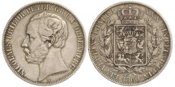 1 Thaler 奥尔登堡大公国 (1814 - 1918) 銀 彼得二世 (奥尔登堡) (1827 - 1900)