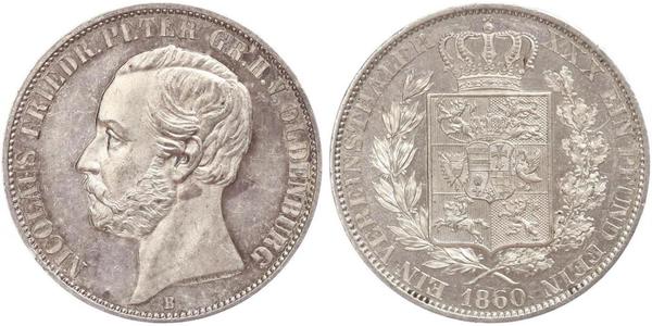 1 Thaler 奥尔登堡大公国 (1814 - 1918) 銀 彼得二世 (奥尔登堡) (1827 - 1900)