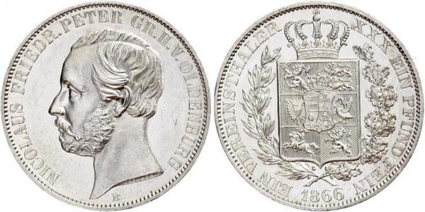 1 Thaler 奥尔登堡大公国 (1814 - 1918) 銀 彼得二世 (奥尔登堡) (1827 - 1900)