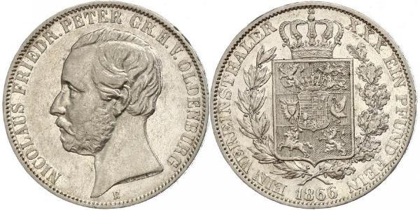 1 Thaler 奥尔登堡大公国 (1814 - 1918) 銀 彼得二世 (奥尔登堡) (1827 - 1900)