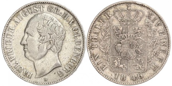 1 Thaler 奥尔登堡大公国 (1814 - 1918) 銀 奥古斯特 (奥尔登堡)