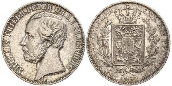 1 Thaler 奥尔登堡大公国 (1814 - 1918) 銀 彼得二世 (奥尔登堡) (1827 - 1900)