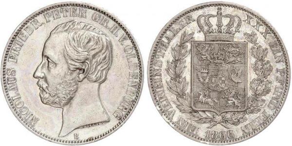 1 Thaler 奥尔登堡大公国 (1814 - 1918) 銀 彼得二世 (奥尔登堡) (1827 - 1900)