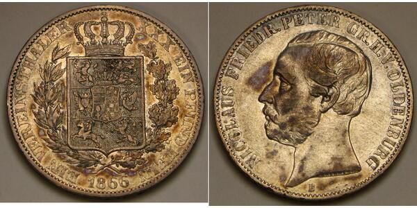 1 Thaler 奥尔登堡大公国 (1814 - 1918) 銀 彼得二世 (奥尔登堡) (1827 - 1900)