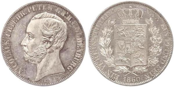1 Thaler 奥尔登堡大公国 (1814 - 1918) 銀 彼得二世 (奥尔登堡) (1827 - 1900)
