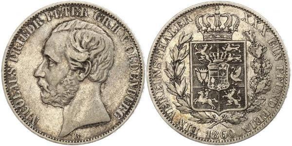 1 Thaler 奥尔登堡大公国 (1814 - 1918) 銀 彼得二世 (奥尔登堡) (1827 - 1900)