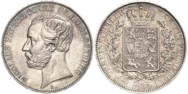1 Thaler 奥尔登堡大公国 (1814 - 1918) 銀 彼得二世 (奥尔登堡) (1827 - 1900)