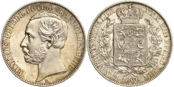 1 Thaler 奥尔登堡大公国 (1814 - 1918) 銀 彼得二世 (奥尔登堡) (1827 - 1900)