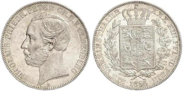 1 Thaler 奥尔登堡大公国 (1814 - 1918) 銀 彼得二世 (奥尔登堡) (1827 - 1900)