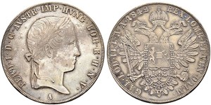 1 Thaler 奧地利帝國 (1804 - 1867) 銀 Ferdinand I of Austria (1793 - 1875)