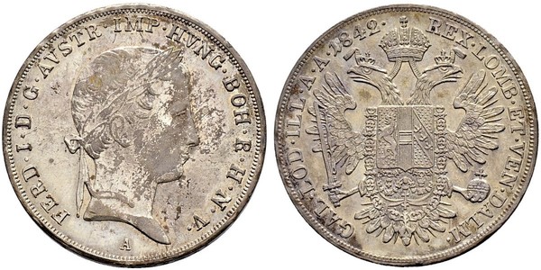 1 Thaler 奧地利帝國 (1804 - 1867) 銀 Ferdinand I of Austria (1793 - 1875)