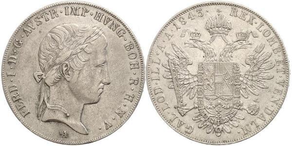 1 Thaler 奧地利帝國 (1804 - 1867) 銀 Ferdinand I of Austria (1793 - 1875)