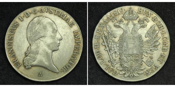 1 Thaler 奧地利帝國 (1804 - 1867) 銀 弗朗茨二世 (神圣罗马帝国) (1768 - 1835)