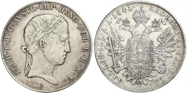1 Thaler 奧地利帝國 (1804 - 1867) 銀 Ferdinand I of Austria (1793 - 1875)
