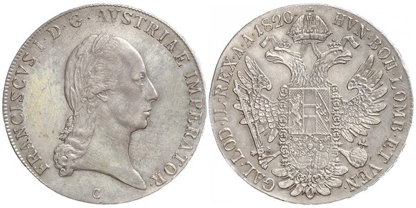 1 Thaler 奧地利帝國 (1804 - 1867) 銀 弗朗茨二世 (神圣罗马帝国) (1768 - 1835)