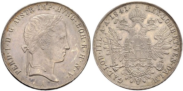 1 Thaler 奧地利帝國 (1804 - 1867) 銀 Ferdinand I of Austria (1793 - 1875)