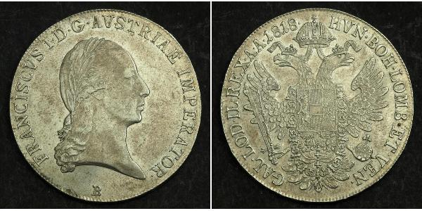 1 Thaler 奧地利帝國 (1804 - 1867) 銀 弗朗茨二世 (神圣罗马帝国) (1768 - 1835)