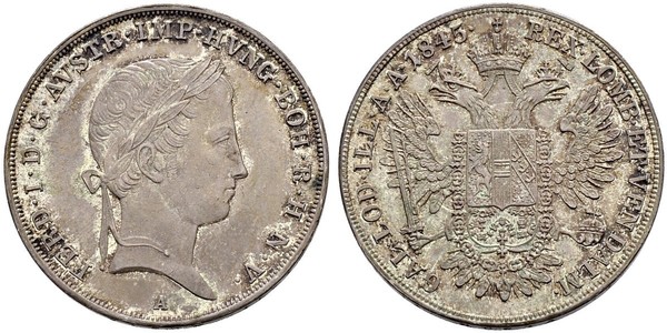 1 Thaler 奧地利帝國 (1804 - 1867) 銀 Ferdinand I of Austria (1793 - 1875)