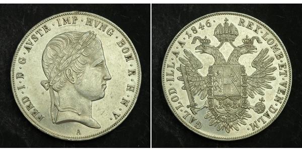 1 Thaler 奧地利帝國 (1804 - 1867) 銀 Ferdinand I of Austria (1793 - 1875)