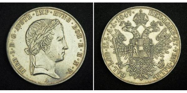 1 Thaler 奧地利帝國 (1804 - 1867) 銀 Ferdinand I of Austria (1793 - 1875)