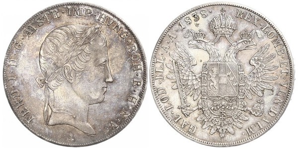 1 Thaler 奧地利帝國 (1804 - 1867) 銀 Ferdinand I of Austria (1793 - 1875)