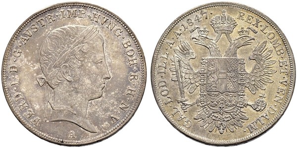 1 Thaler 奧地利帝國 (1804 - 1867) 銀 Ferdinand I of Austria (1793 - 1875)