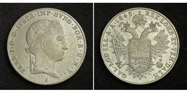 1 Thaler 奧地利帝國 (1804 - 1867) 銀 Ferdinand I of Austria (1793 - 1875)