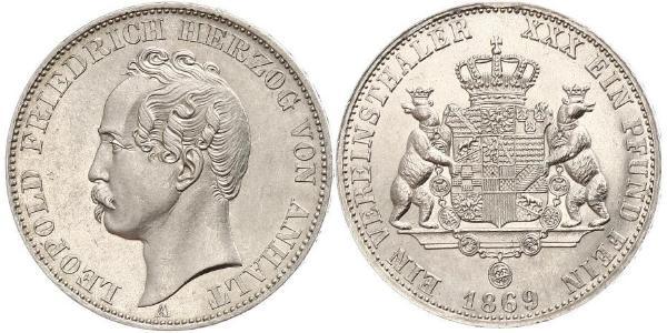 1 Thaler 安哈尔特-德绍 銀 利奥波德四世 (安哈尔特) (1794 - 1871)