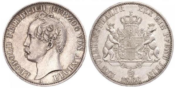 1 Thaler 安哈尔特-德绍 銀 利奥波德四世 (安哈尔特) (1794 - 1871)