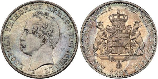 1 Thaler 安哈尔特-德绍 銀 利奥波德四世 (安哈尔特) (1794 - 1871)