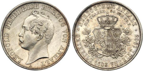 1 Thaler 安哈尔特-德绍 / 安哈尔特公国 (1806 - 1918) 銀 利奥波德四世 (安哈尔特) (1794 - 1871)