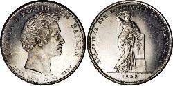1 Thaler 巴伐利亞王國 (1806 - 1918) 銀 路德维希一世 (巴伐利亚)