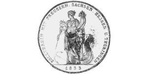 1 Thaler 巴伐利亞王國 (1806 - 1918) 銀 路德维希一世 (巴伐利亚)