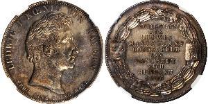 1 Thaler 巴伐利亞王國 (1806 - 1918) 銀 路德维希一世 (巴伐利亚)