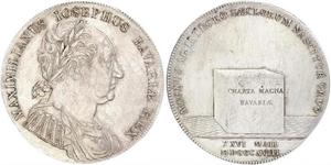 1 Thaler 巴伐利亞王國 (1806 - 1918) 銀 马克西米利安一世 (巴伐利亚国王) (1756 - 1825)