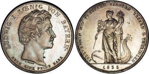 1 Thaler 巴伐利亞王國 (1806 - 1918) 銀 路德维希一世 (巴伐利亚)